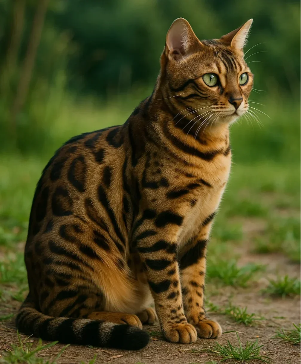 &Ccedil;imlerde oturan bir bengal kedisi